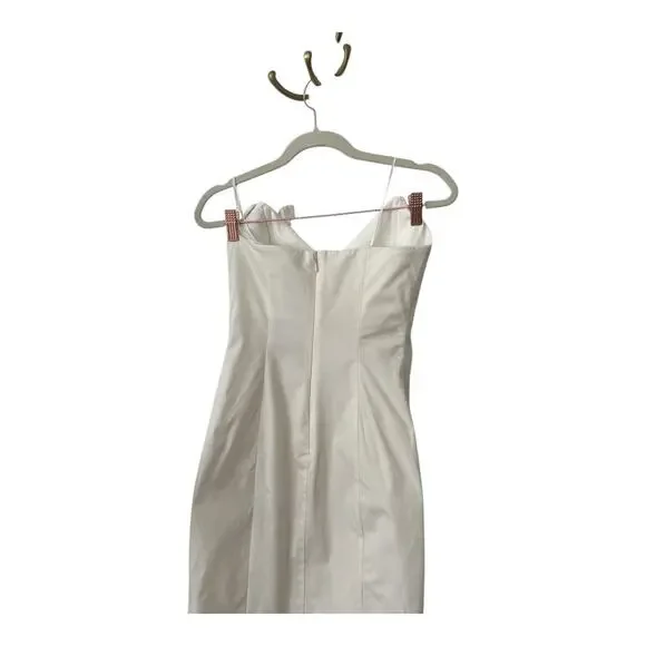 NBD Aiza Rosette Midi Dress Strapless Side Slit Party Bridal Wedding Ivory Sz XS